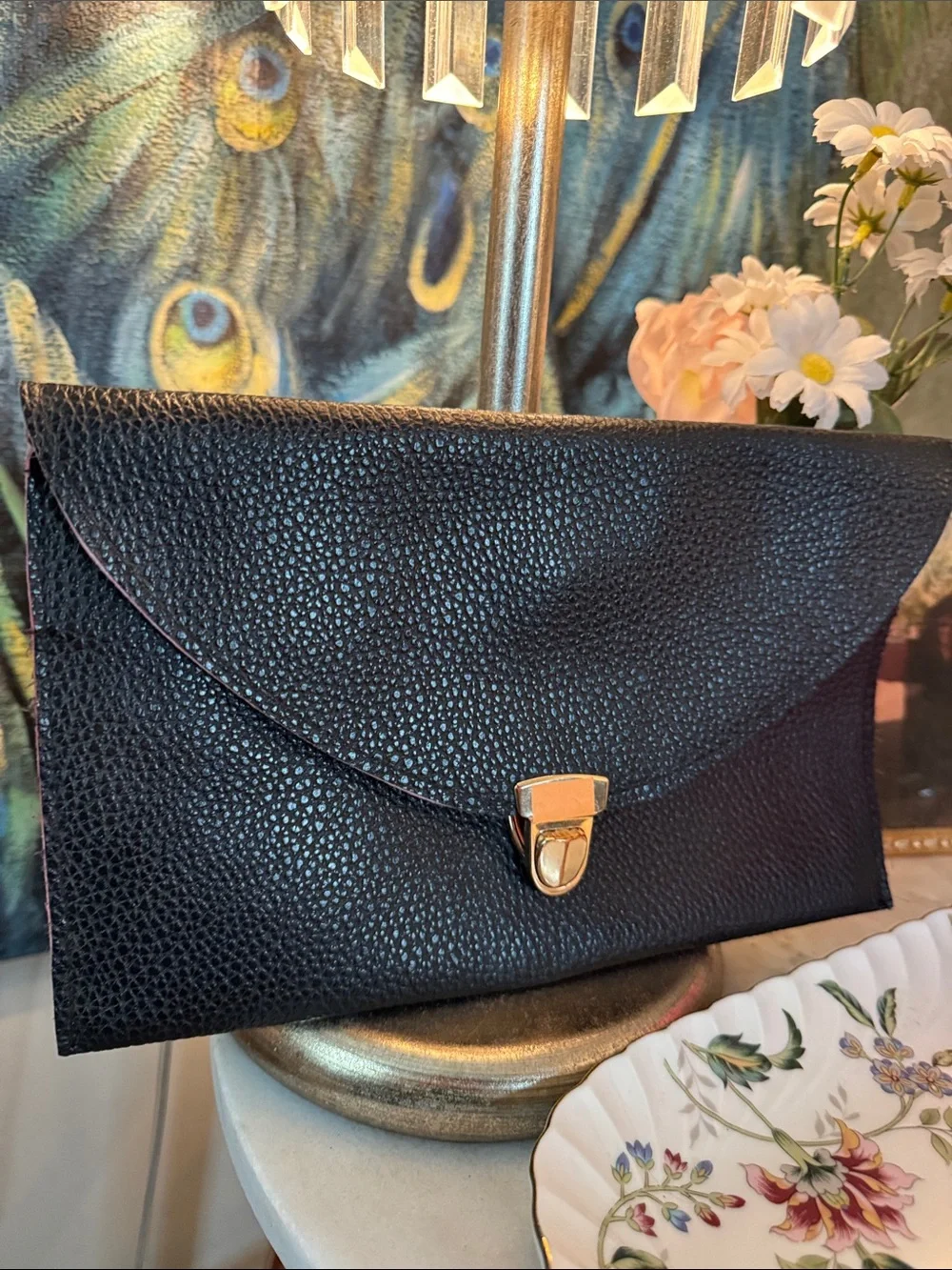 Rare classic Halston leather envelope clutch